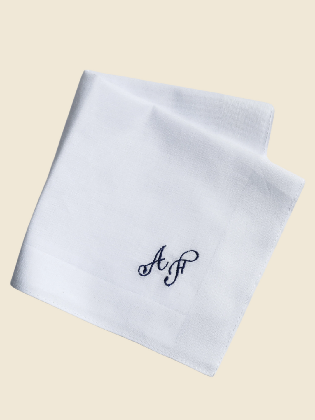 white handkerchief with custom initials embroidered