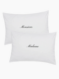 pillowcase set with embroidered Monsieur and Madame 